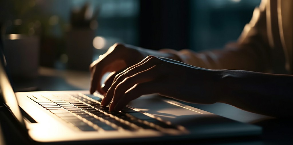 Image of a person sending an email